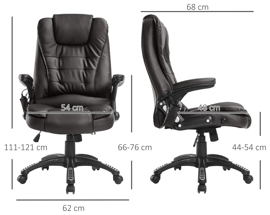 Scaun birou masaj cu incalzire si masaj, 62x68x111-121 cm | Aosom Romania