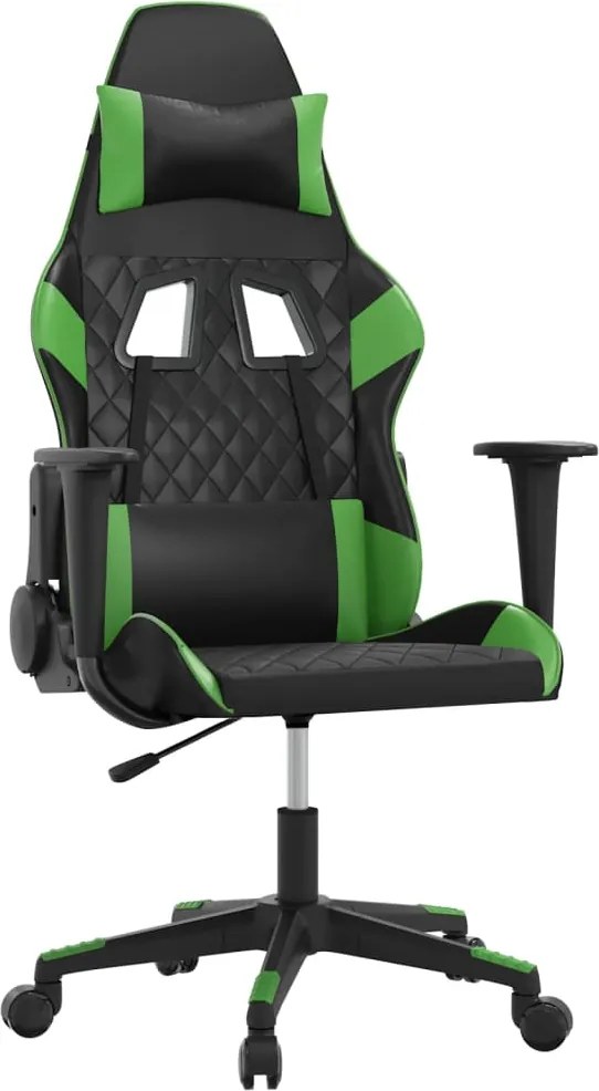 vidaXL Scaun de jocuri, negru și verde, piele ecologică