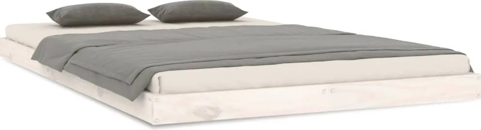 vidaXL Cadru de pat, alb, 120x200 cm, lemn masiv de pin