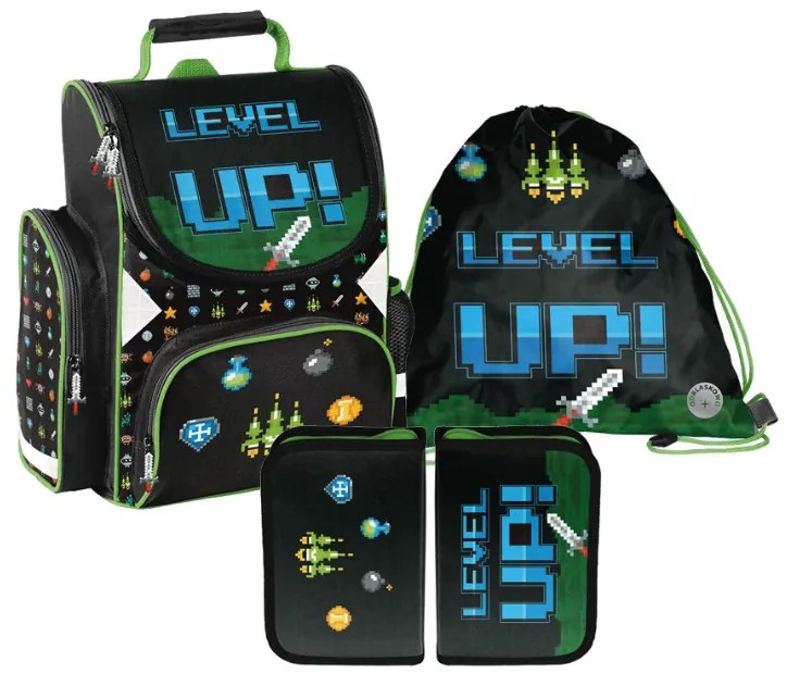 Set ghiozdan din 3 piese pentru băieți - Level Up!