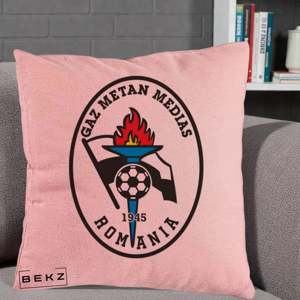 Perna Personalizata Gaz Metan Medias 1945 Fotbal, 40x40 cm, Roz, Husa Detasabila, Perna Inclusa, BEKZ®