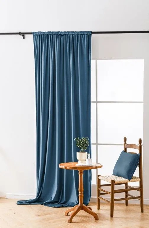 Draperie opaca Culoare albastru kerosen VELVET 135x250 cm Agățat: Rejansa