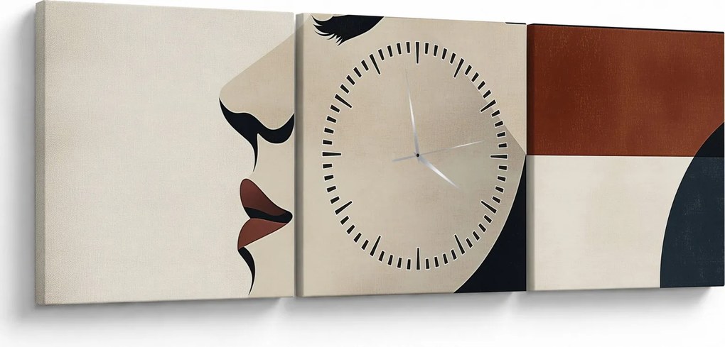 Tablou - Femeie din profil (cu ceas) (90x30 cm)