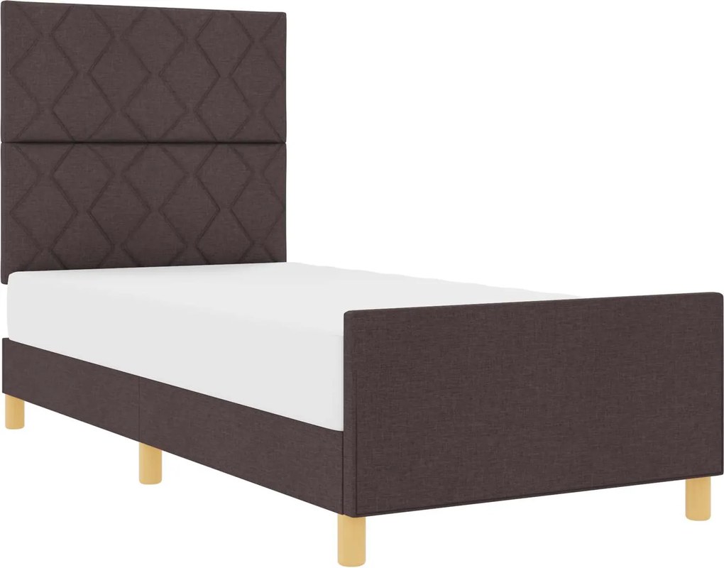 vidaXL Cadru de pat cu headboard Maro închis 100 x 200 cm țesătură