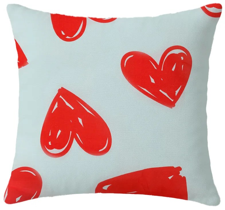 Set 2 bucati huse decorative pentru perne WARM HEART 45x45 cm, albastru deschis