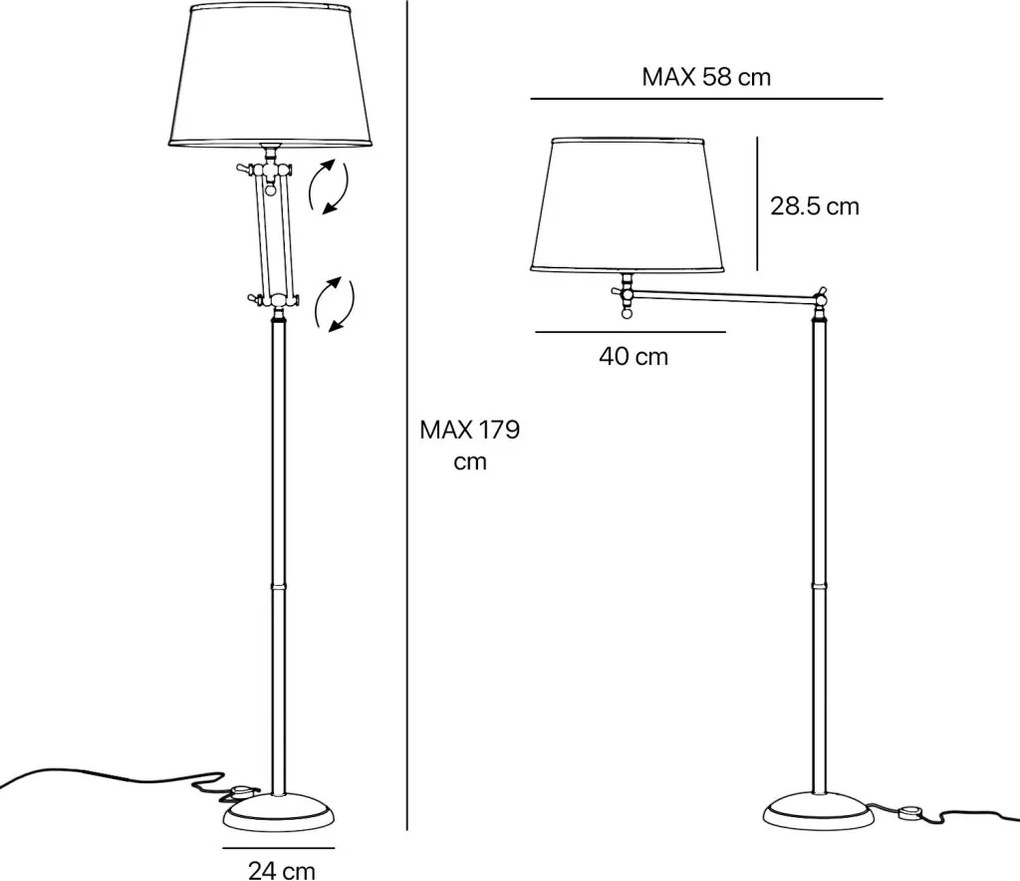 Lampadar, Lampa de podea cu brat articulat Snodo