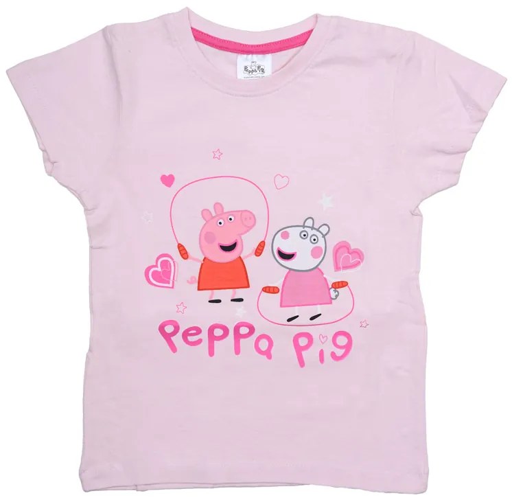 Tricou copii 2 buc PEPPA PIG roz deschis/alb - diferite marimi Marime: 110 - 116