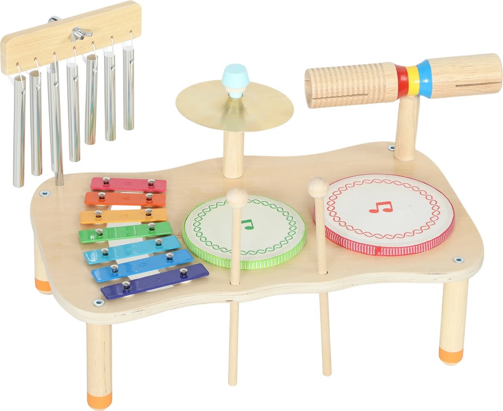AIYAPLAY Instrumente muzicale pentru copii din lemn Montessori cu tobă xilofon ton dublu talger clopoțel de vânt | Aosom Romania