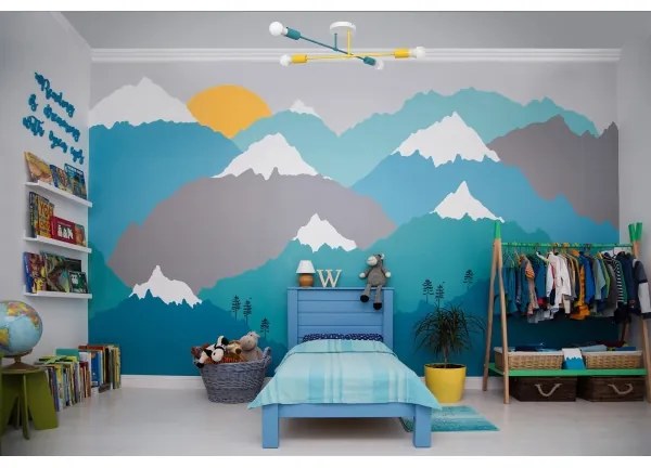 Lustră aplicată CAMBRIDGE 4xE27/60W/230V albastră/galbenă