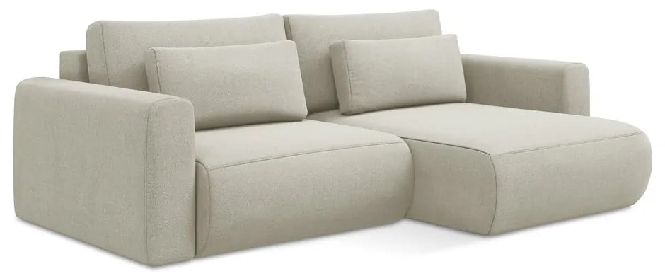 Colțar bej extensibil/cu spațiu de depozitare (cu colț pe partea dreaptă/cu șezlong) Kapua – Makamii