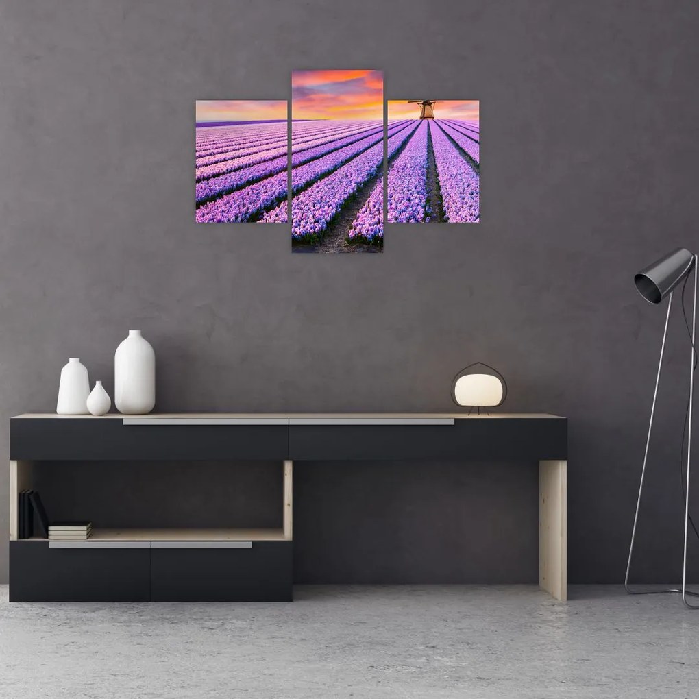 Tablou - ferma cu flori (90x60 cm)