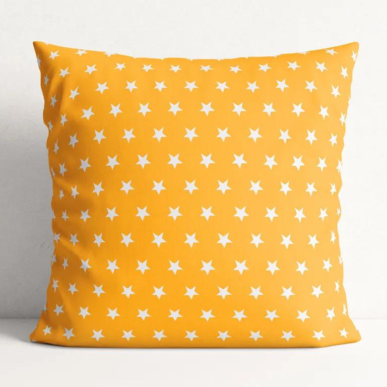 Goldea față de pernă din 100% bumbac - steluțe albe pe portocaliu 45 x 45 cm