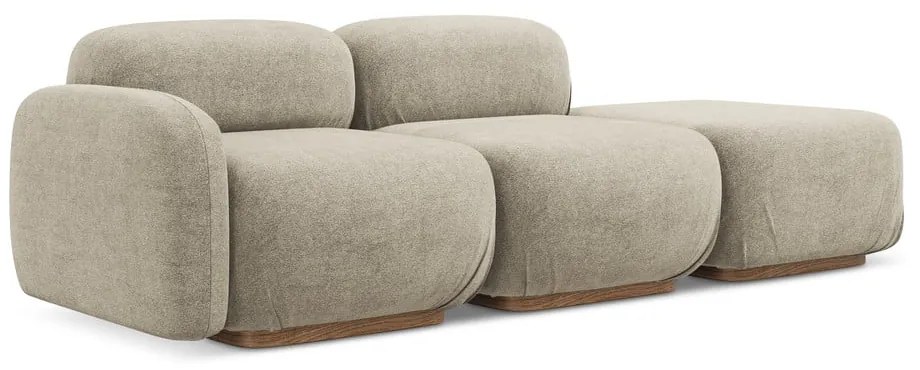 Șezlong modular bej cu tapițerie din țesătură bouclé (cu colț pe partea dreaptă) Ailani – Makamii