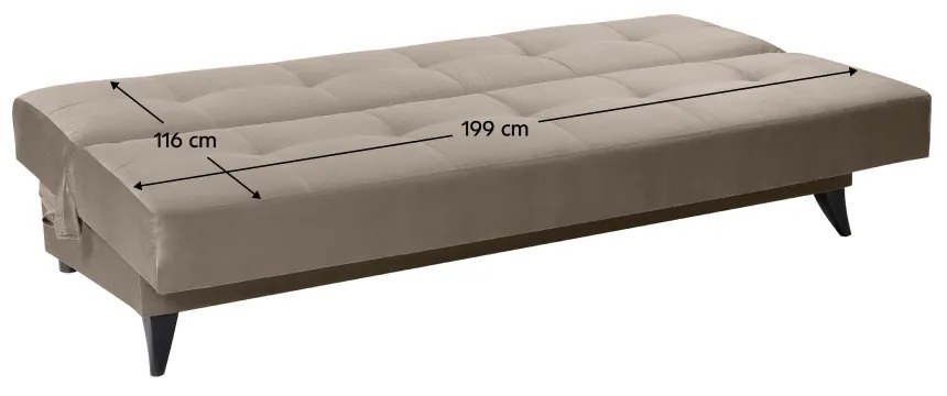Canapea extensibila cu spatiu depozitare, gri-bej Taupe, URGO