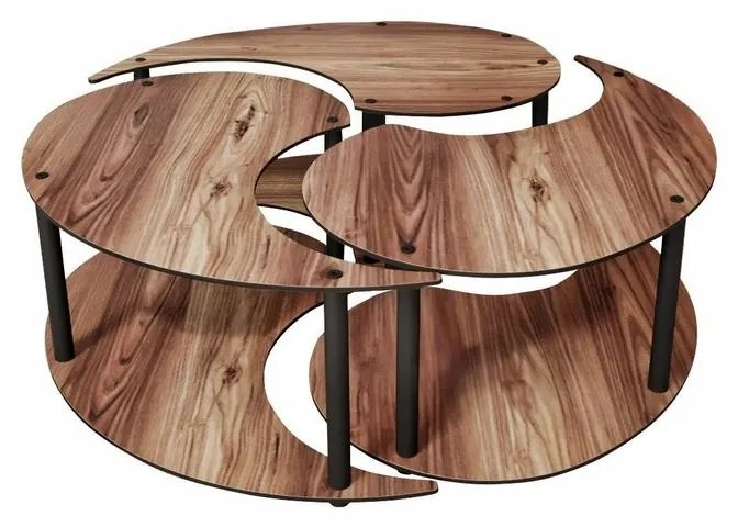 Set de măsuțe de cafea Yin Yang Walnut, 3buc.