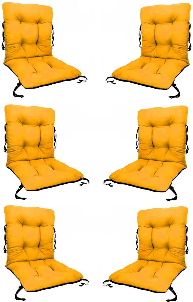 Set 6 Perne sezut/spatar pentru scaun de gradina sau balansoar, 50x50x55 cm, culoare galben