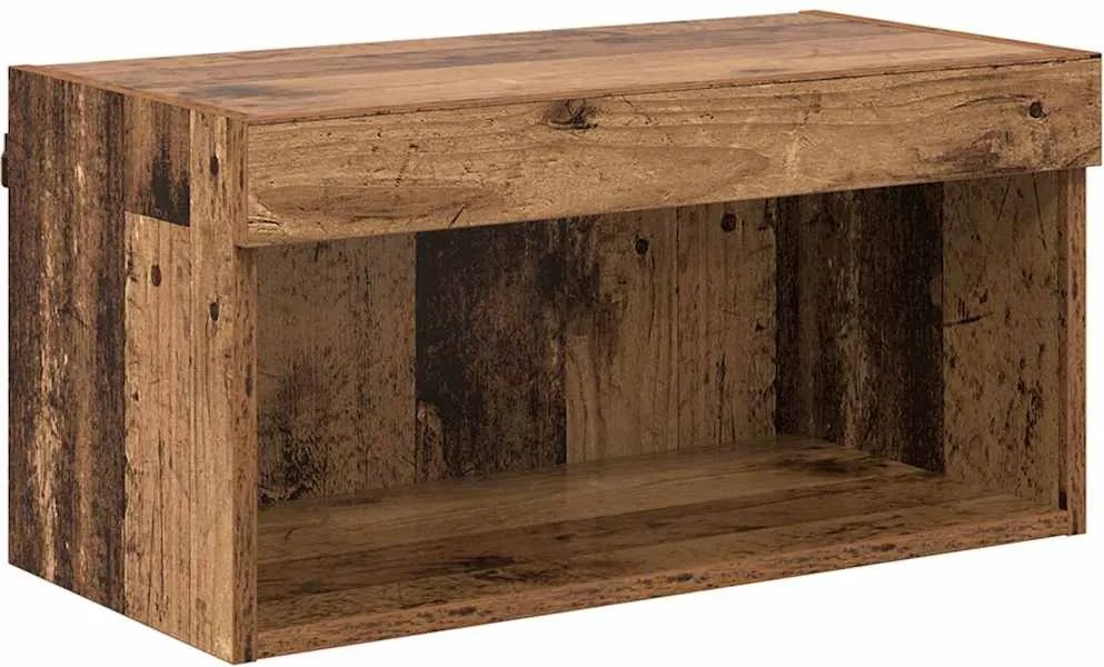 vidaXL Set comodă TV cu led Pe perete Lemn Vechi Lemn compozit