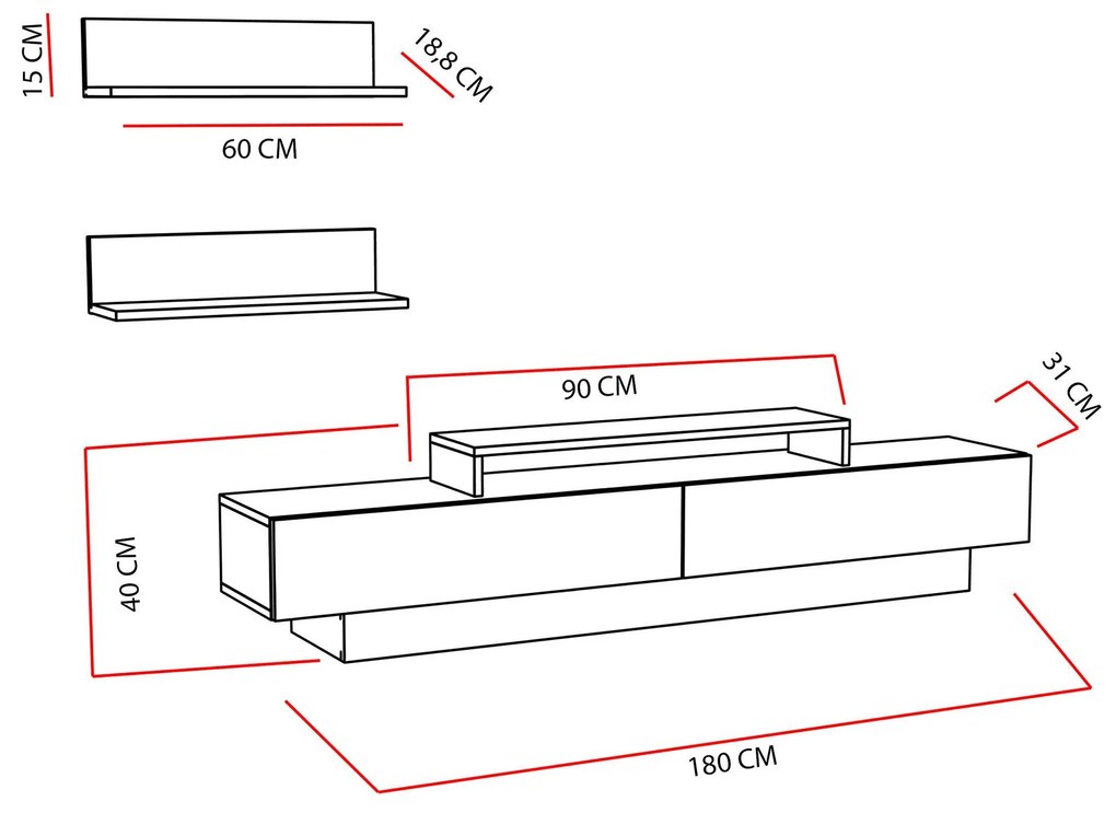 Mobilier living Luscious (alb + cordoba). 1102300