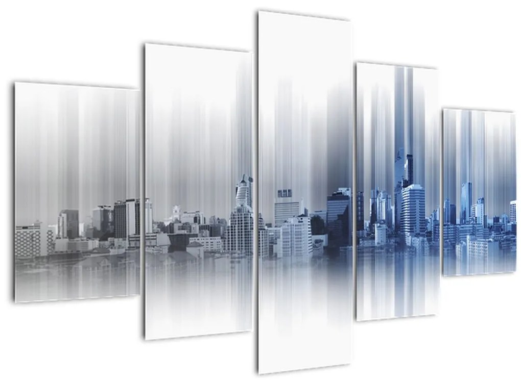 Tablou - Panorama orașului, albastru-gri (150x105 cm)