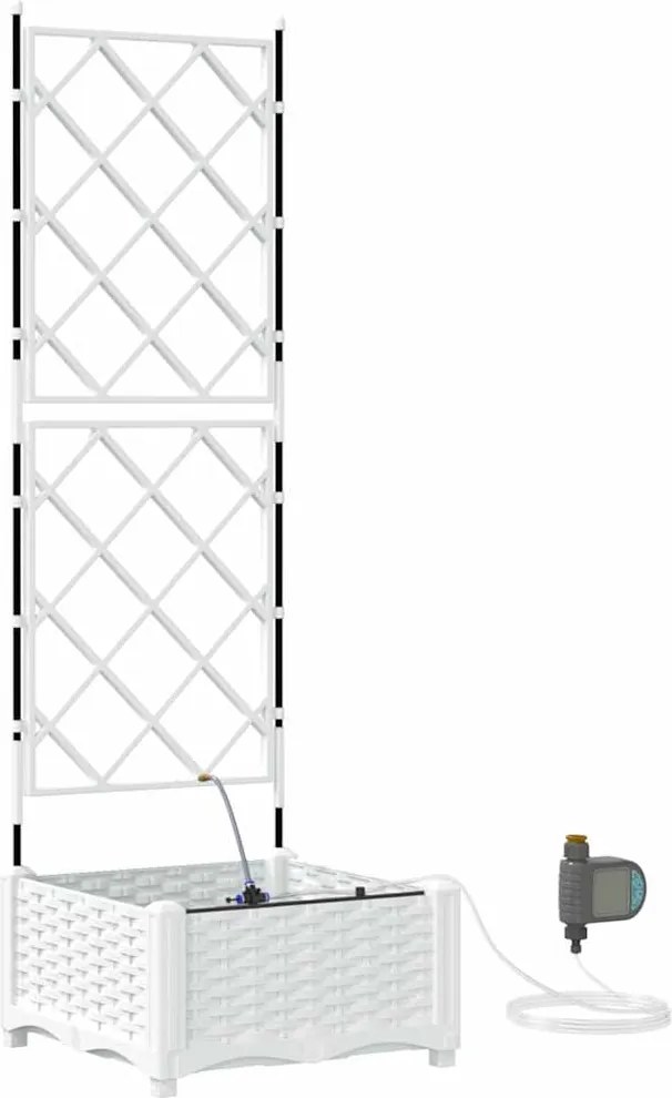 vidaXL Vază pentru Grădină Alb 40 x 40 x 126 cm Oțel