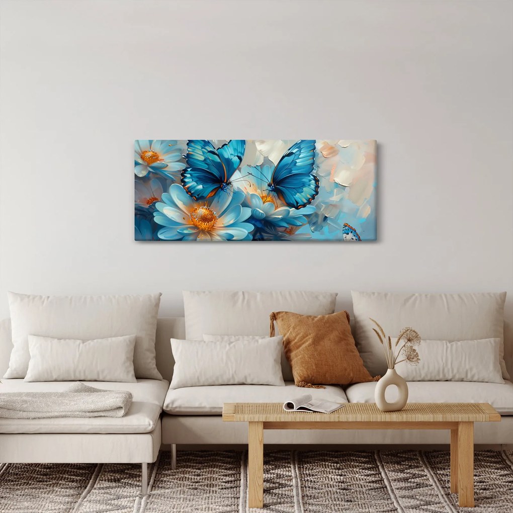 Tablou - Fluturi albaștri (120x50 cm)