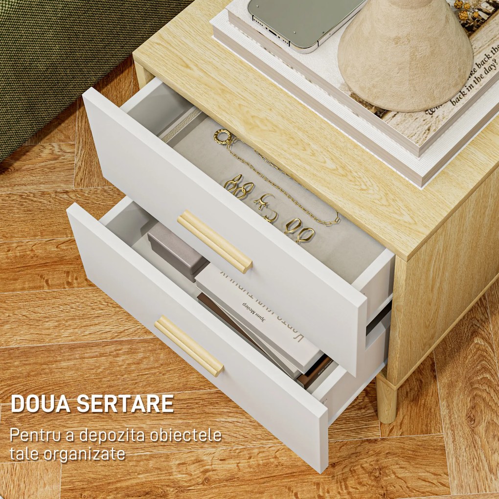 Comodă HOMCOM 2S stejar 40x50 | Aosom Romania