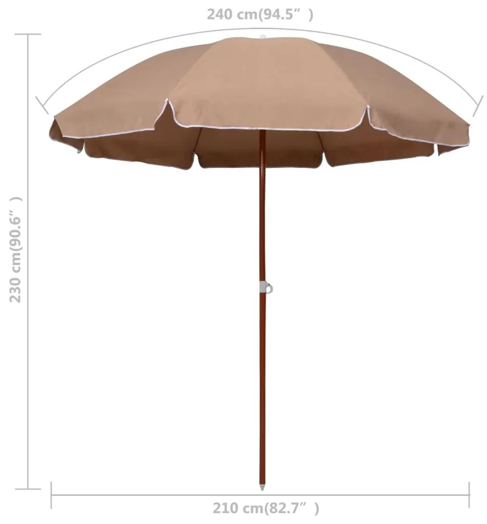 Umbrela de soare cu stalp din otel, gri taupe, 240 cm Gri taupe, 240 cm