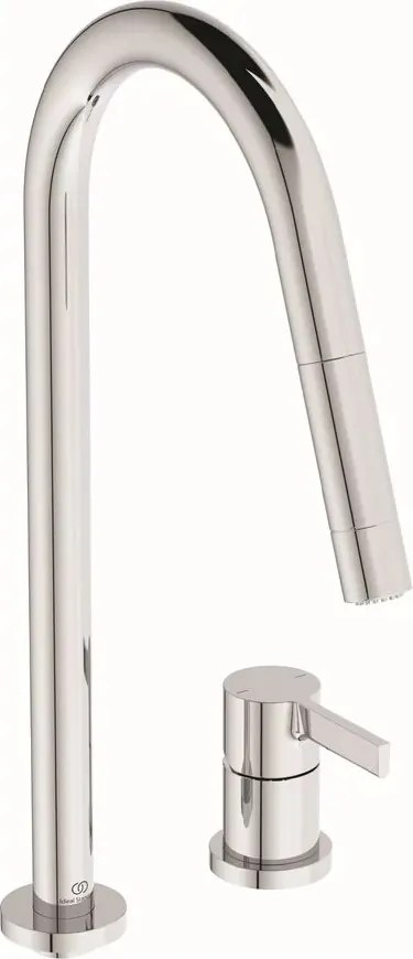 Baterie bucatarie cu dus extactibil Ideal Standard Gusto 242 crom lucios 2 tipuri de jet