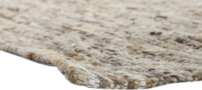 Covor din lână și bumbac țesut manual, antiderapant, maro natural, 200 x 300 cm, 2170 GSM, „Wool Cotton Carpet"