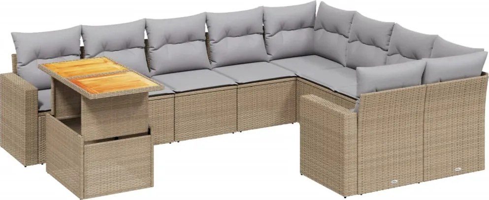 vidaXL Set canapele de grădină cu perne, 10 piese, bej, poliratan