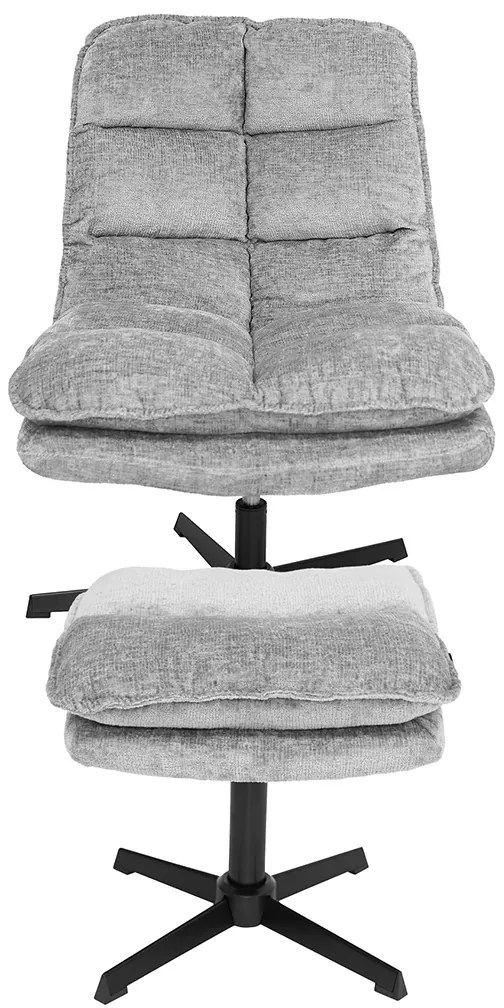 Fotoliu rotativ relaxant KATANIA cu taburet, gri deschis