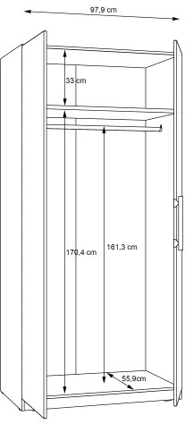 Dulap MARO 100x213 cm, stejar artisan
