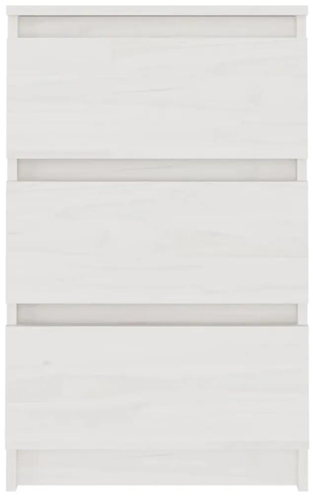 Noptiere, 2 buc, alb, 40x29,5x64 cm, lemn masiv de pin 2, Alb