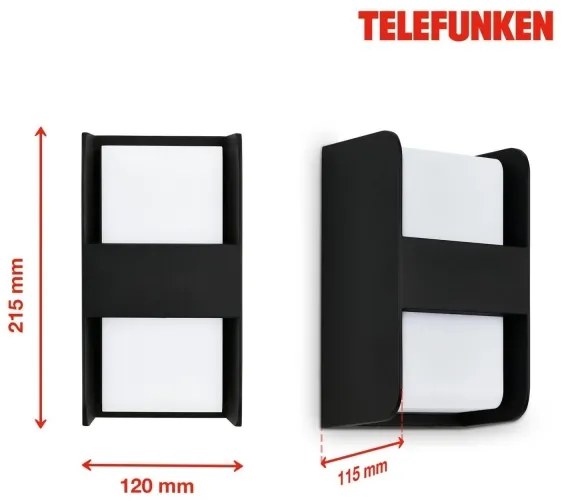 Aplică de exterior Telefunken 321005TF 1xE27/12W/230V IP44 negru