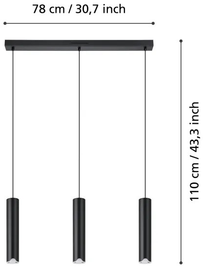 Lustră LED RGBW dimabilă pe cablu Eglo 901124 BALAMORTA-Z 3xLED/3,7W/230V