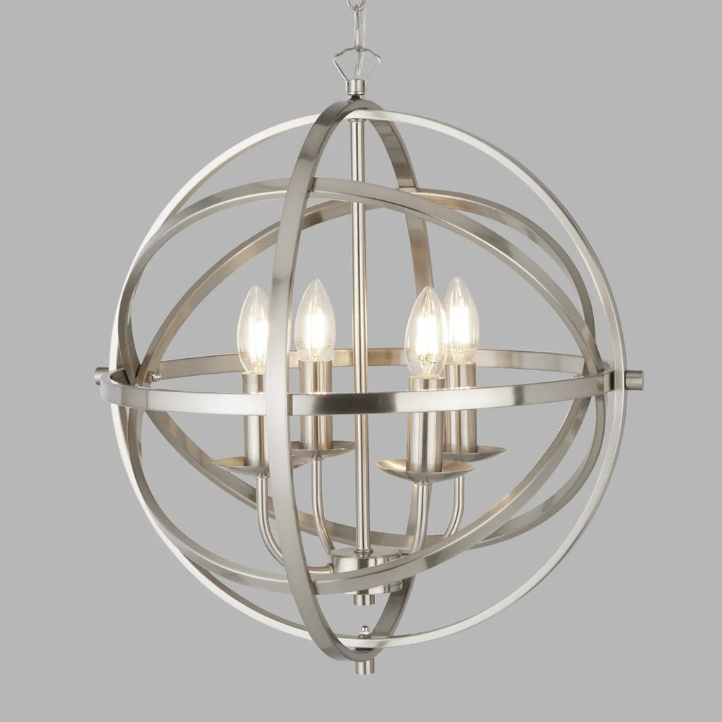 Lustra suspendata stil traditional Orbit argintiu satin 2474-4SS SRT