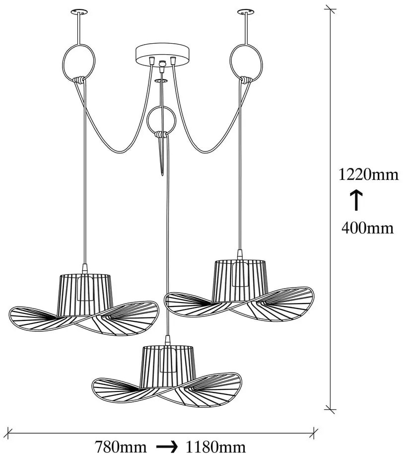 Lustră de 3 becuri Opviq lights Tel Hat, negru
