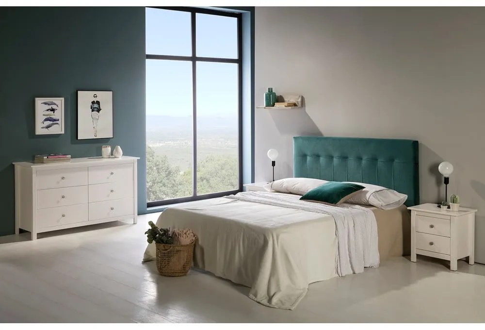 Comodă albă joasă din lemn de pin 130x80 cm Berna – Marckeric