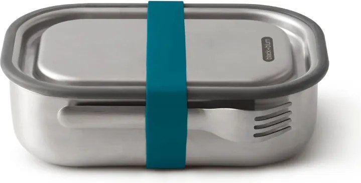Cutie pentru pranz Black+Blum BAM-SS-L005, 1 l, Dreptunghiulara, Potrivita pentru cuptor, Fara BPA, Otel inoxidabil, Inox/Albastru