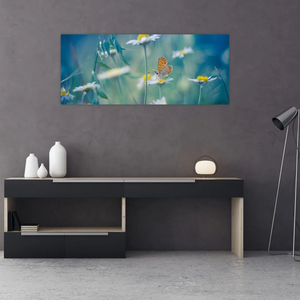 Tablou - Fluture pe margaretă (120x50 cm)