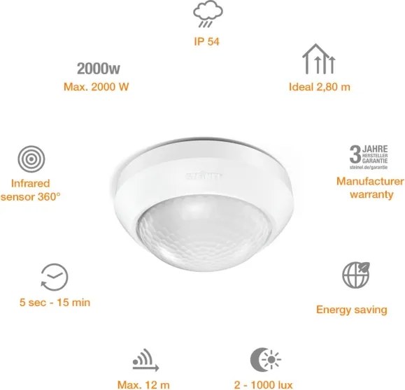 STEINEL 006532 - Senzor de miscare IS360-3 alb