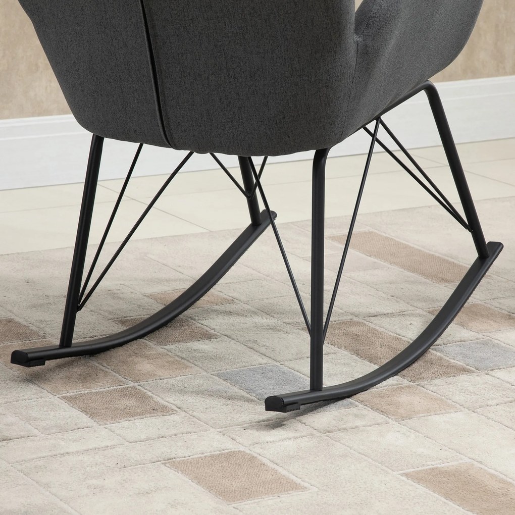 HOMCOM Balansoar Design Modern din Metal, Fotoliu Balansoar Tapitat pentru Sufragerie si Living, Gri