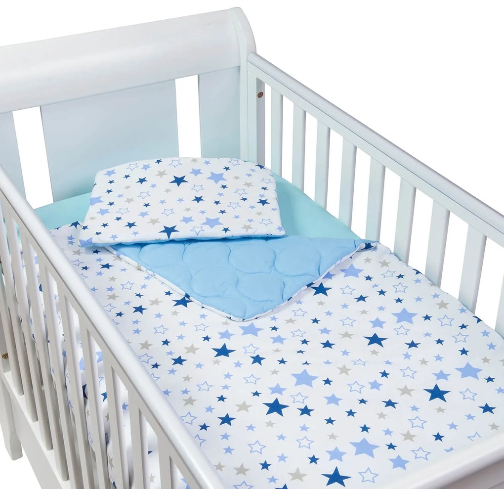 Set lenjerie matlasata 3 piese Kidizi Milky Way, include perna, plapumioara si cearceaf