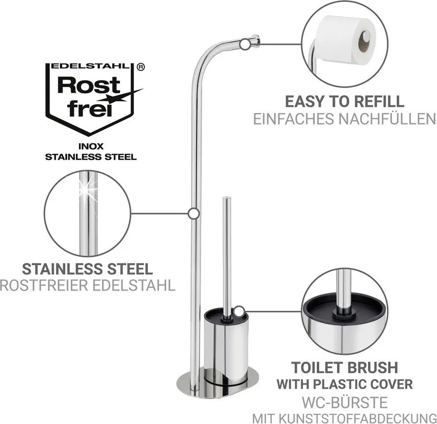 Suport pentru hârtie igienică argintiu lucios din oțel inoxidabil Levante – Wenko