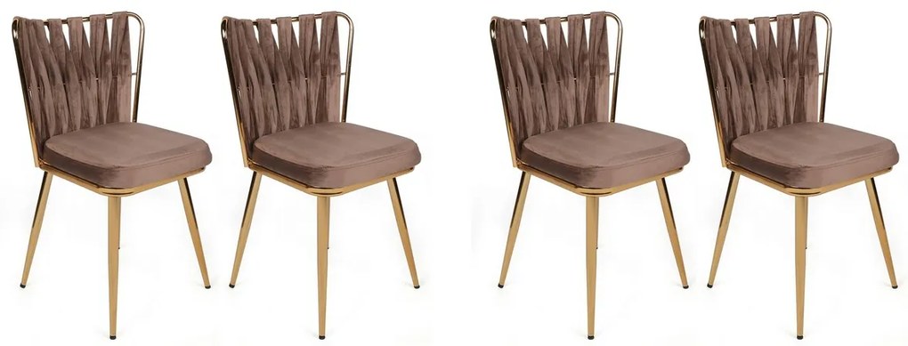 Set de scaune de sufragerie Kusakli Light Brownand Gold, 4 buc., 4 buc
