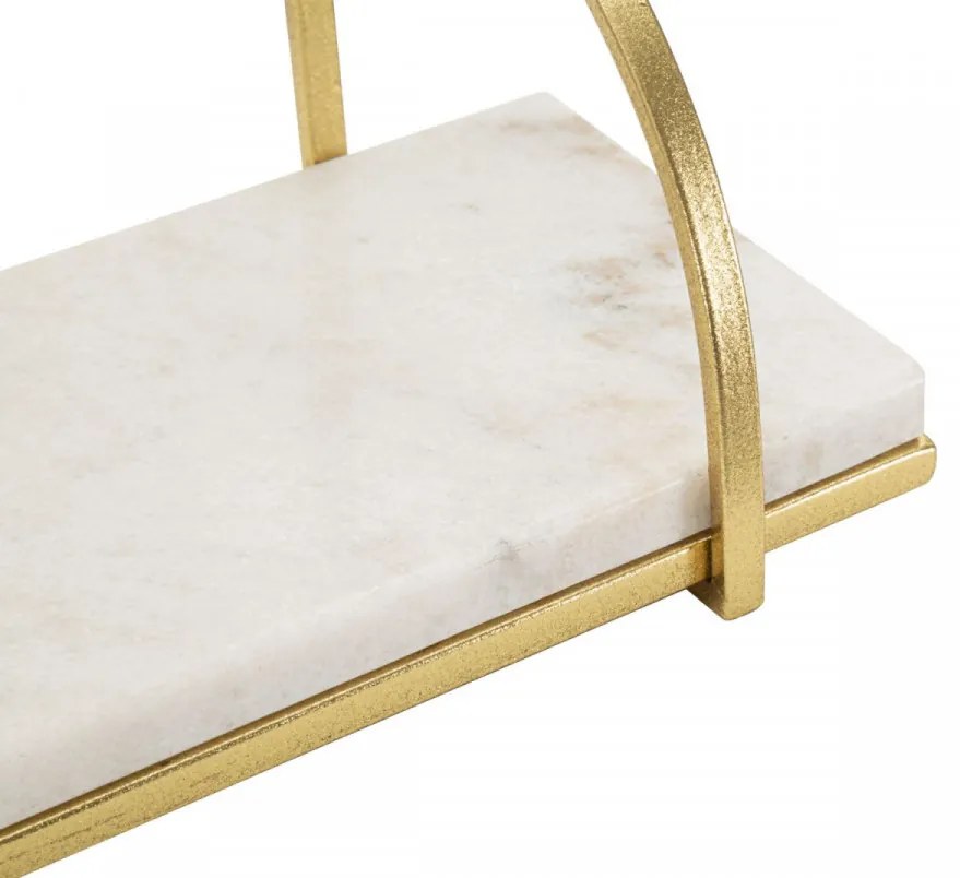 Noptiera aurie/Carrara alb din metal si marmura, 40x16x18 cm, Marble Mauro Ferretti