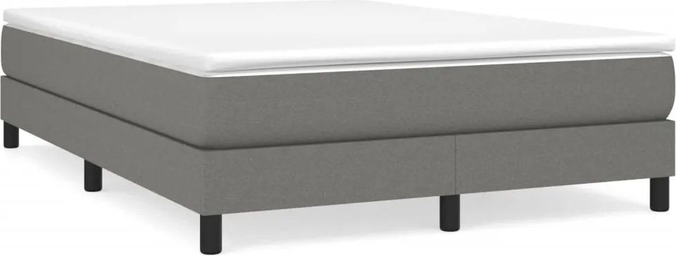 vidaXL Pat continental cu saltea, gri închis, 160x200 cm, țesătură
