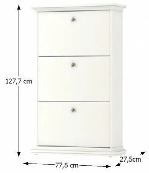 Pantofar 70309, PAL înfoliat/MDF lăcuit, alb, PARIS