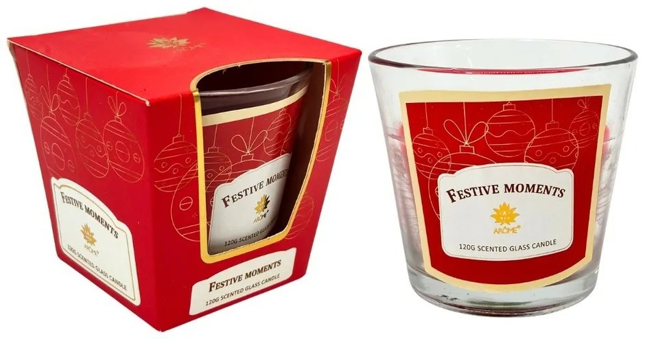 Lumânare în sticlă Arome, Festive Moments, 120 g
