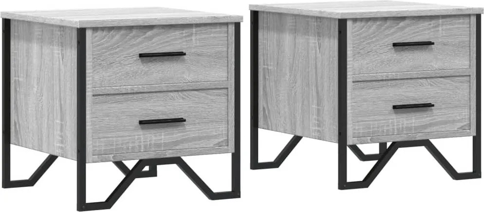 vidaXL Noptiere, 2 buc., gri sonoma, 40x41x40 cm, lemn prelucrat